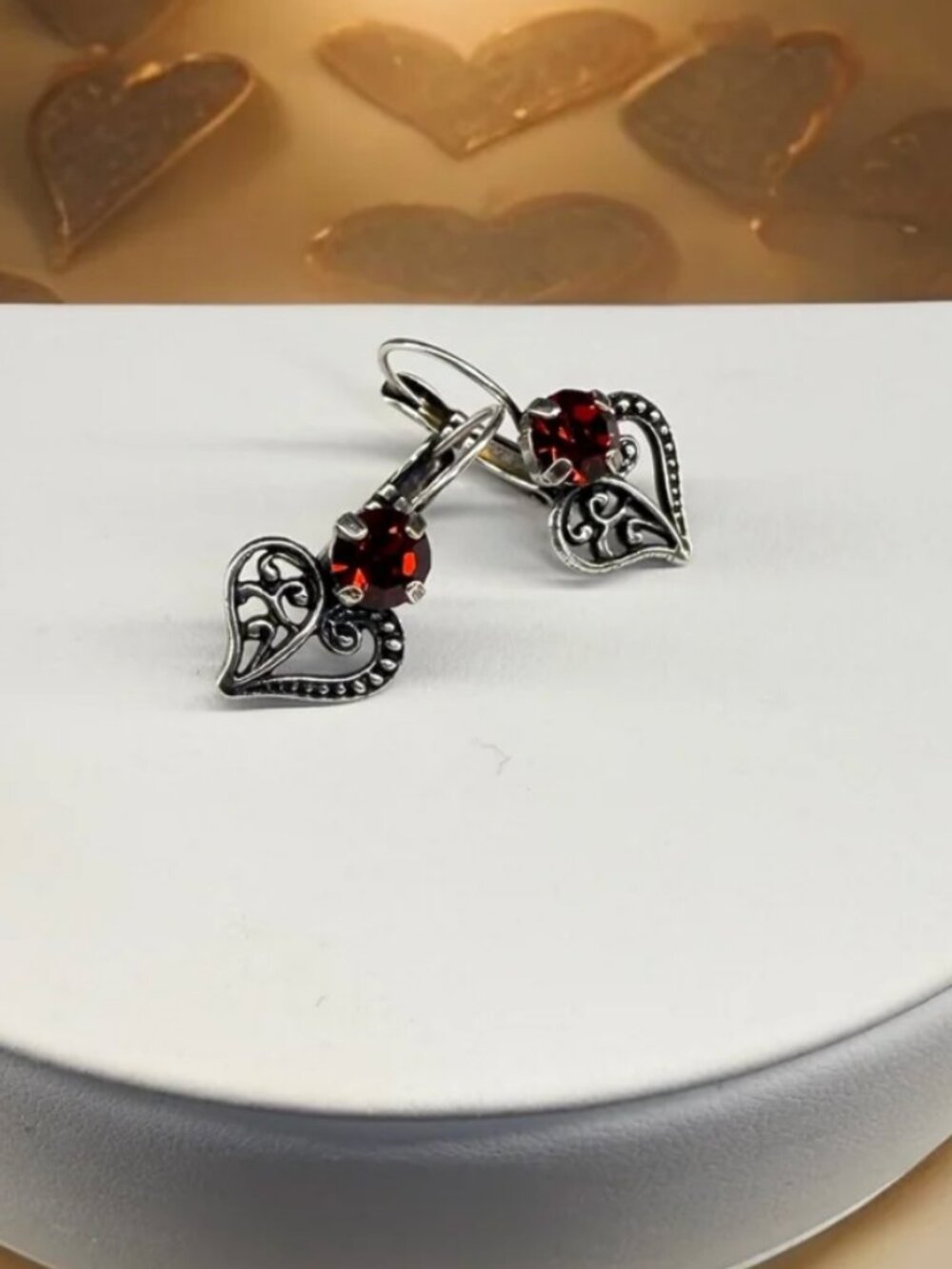 Boundless Love - Crystal Filigree Heart Lever-Back Earrings